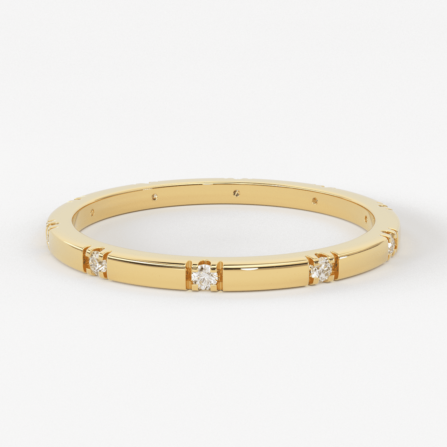 Stacking Ring / 14k Gold Diamond Wedding Band / Diamond Ring / Eternity Band / Stackable Ring / Gold Ring / Thin Gold Ring / Bridal Jewelry