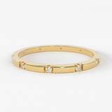 Stacking Ring / 14k Gold Diamond Wedding Band / Diamond Ring / Eternity Band / Stackable Ring / Gold Ring / Thin Gold Ring / Bridal Jewelry