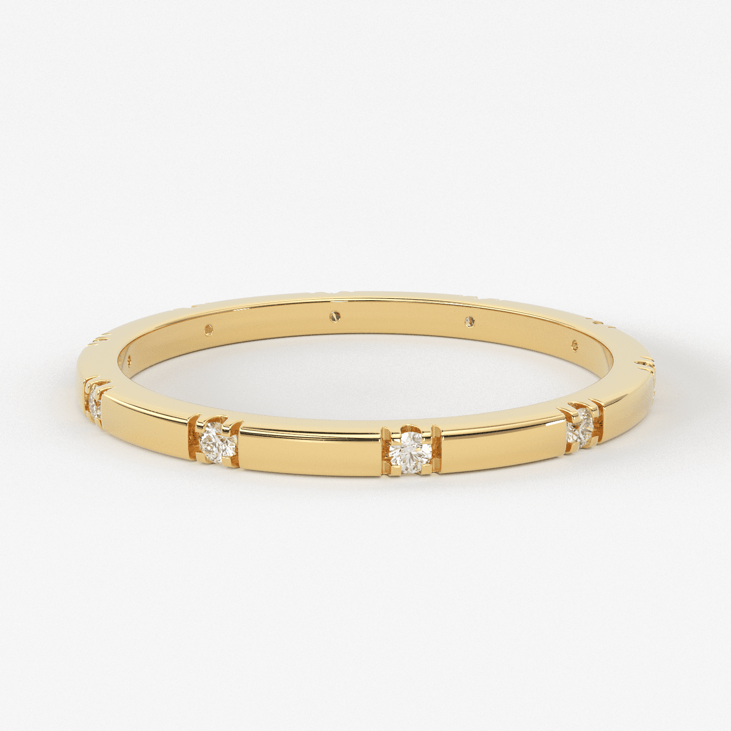 Stacking Ring / 14k Gold Diamond Wedding Band / Diamond Ring / Eternity Band / Stackable Ring / Gold Ring / Thin Gold Ring / Bridal Jewelry