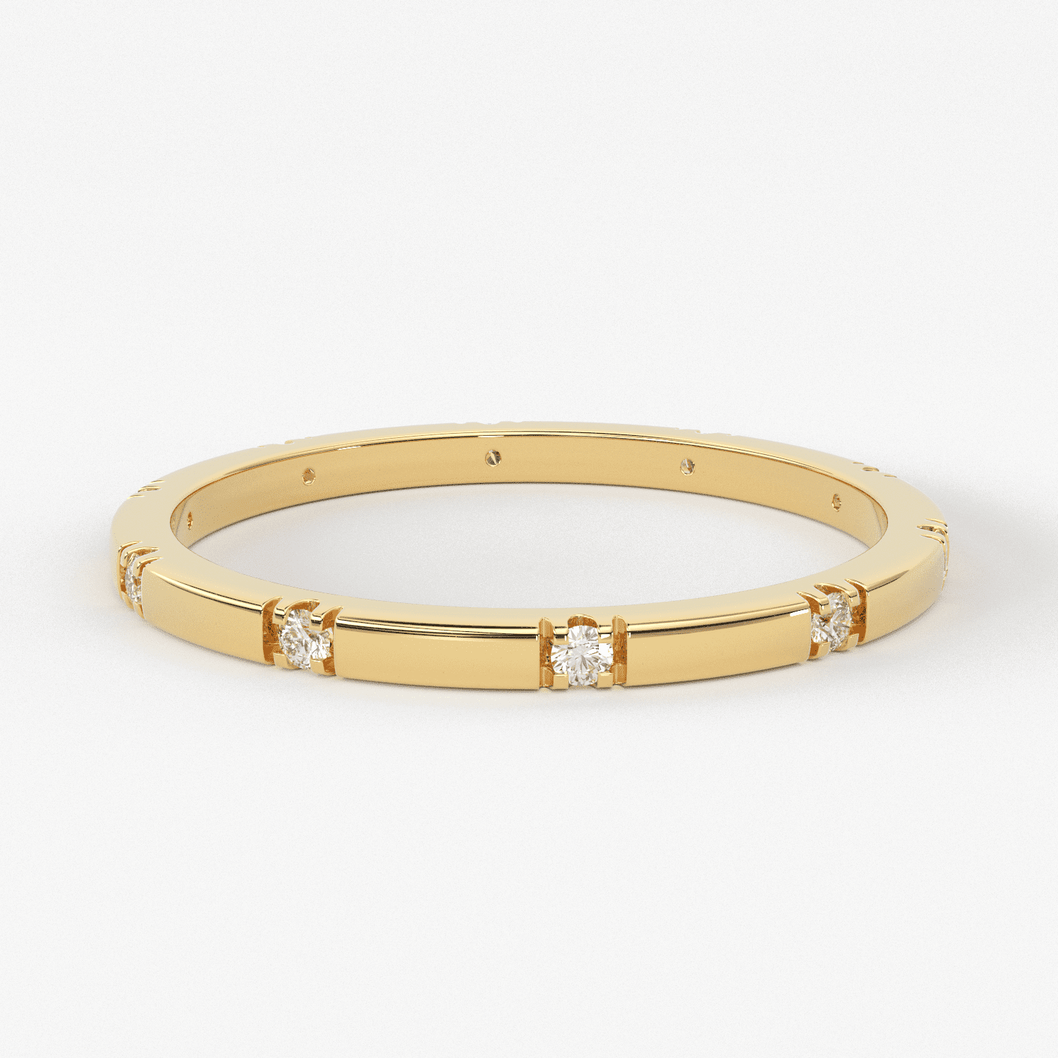 Stacking Ring / 14k Gold Diamond Wedding Band / Diamond Ring / Eternity Band / Stackable Ring / Gold Ring / Thin Gold Ring / Bridal Jewelry
