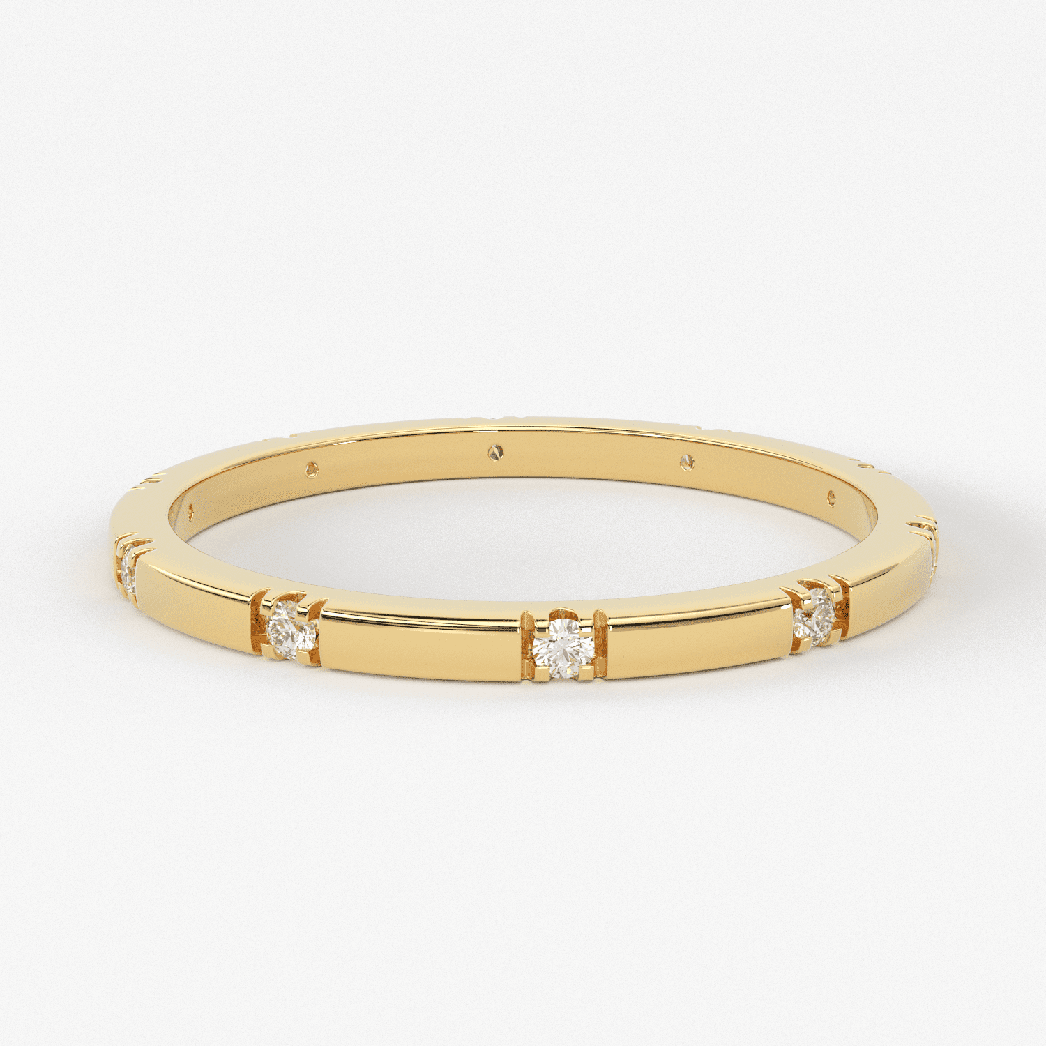 Stacking Ring / 14k Gold Diamond Wedding Band / Diamond Ring / Eternity Band / Stackable Ring / Gold Ring / Thin Gold Ring / Bridal Jewelry