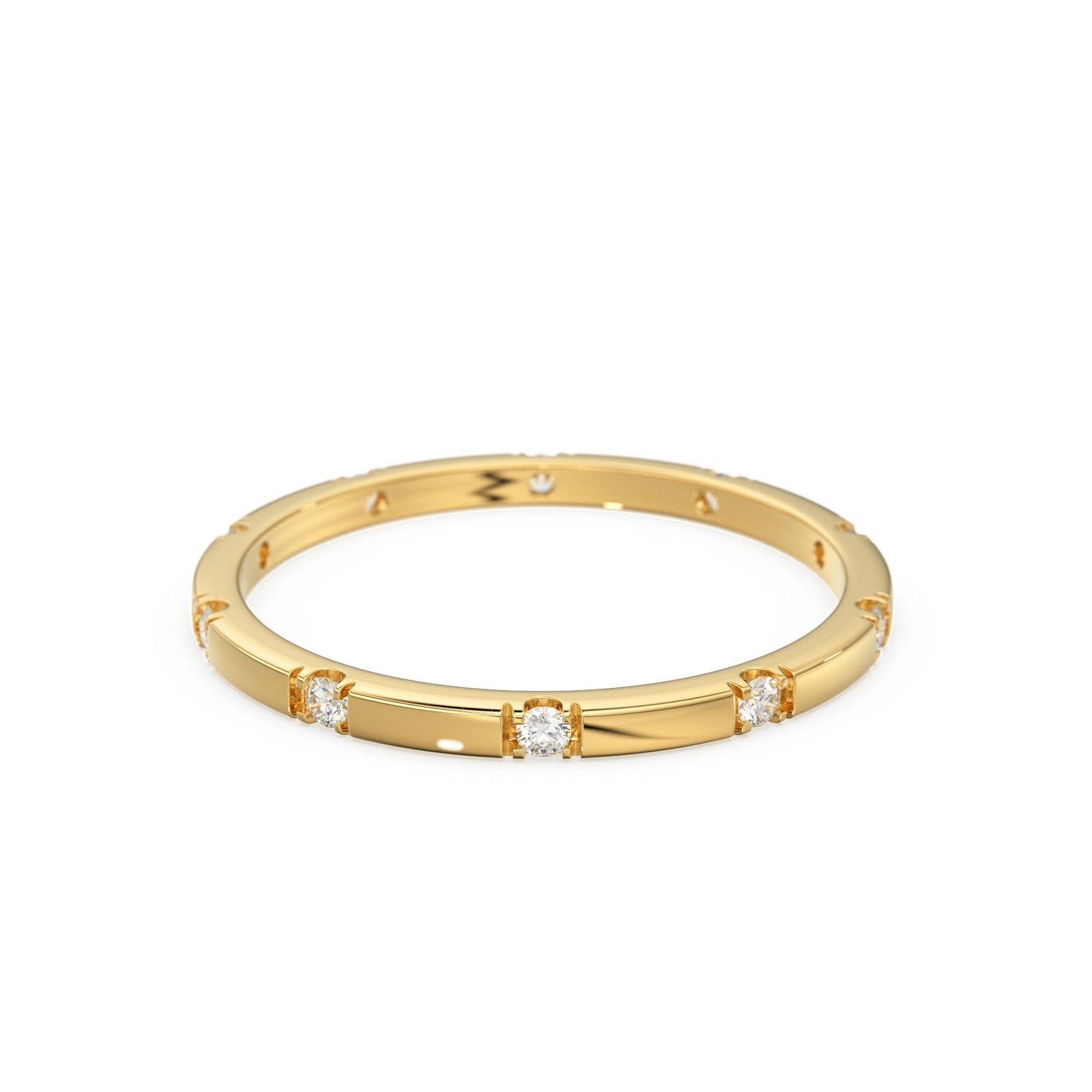 Stacking Ring / 14k Gold Diamond Wedding Band / Diamond Ring / Eternity Band / Stackable Ring / Gold Ring / Thin Gold Ring / Bridal Jewelry