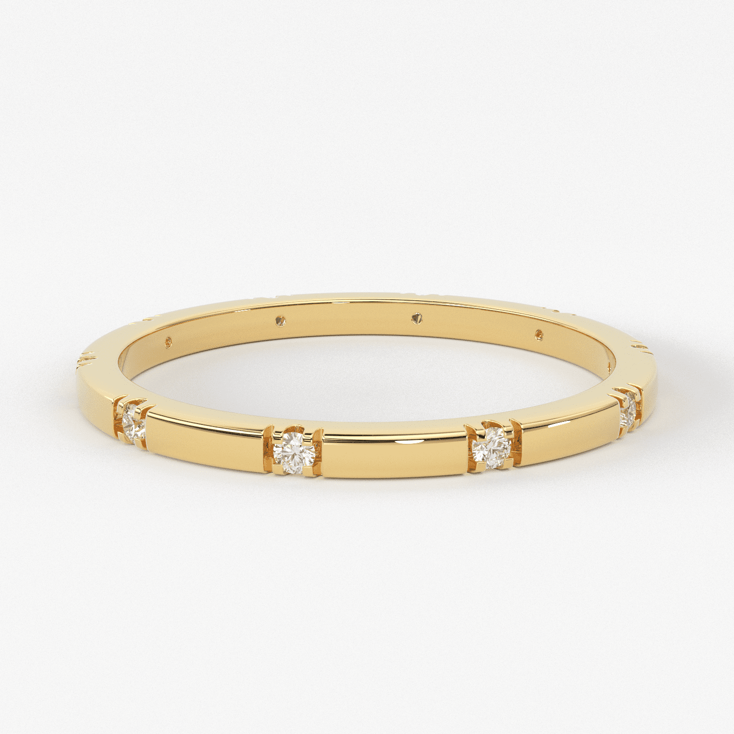 Stacking Ring / 14k Gold Diamond Wedding Band / Diamond Ring / Eternity Band / Stackable Ring / Gold Ring / Thin Gold Ring / Bridal Jewelry