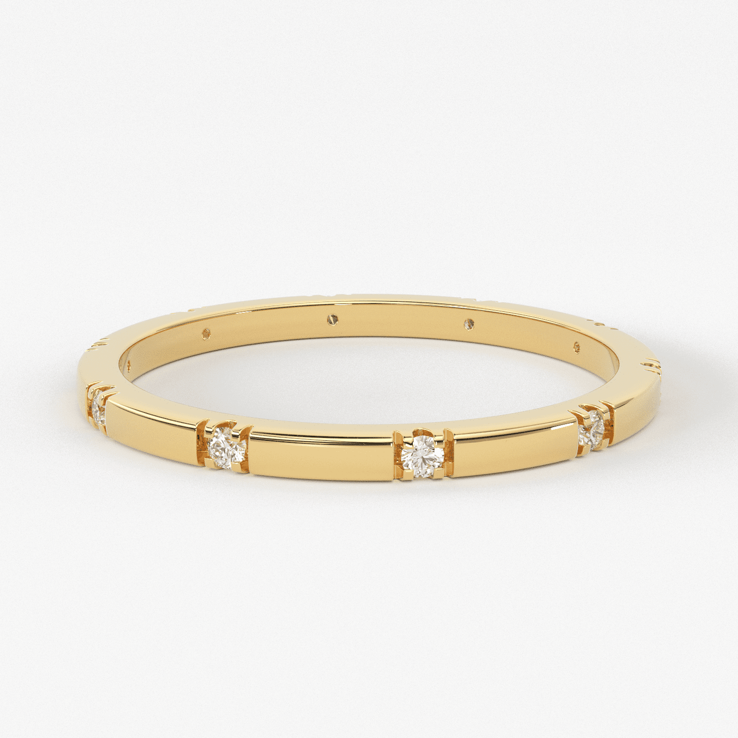 Stacking Ring / 14k Gold Diamond Wedding Band / Diamond Ring / Eternity Band / Stackable Ring / Gold Ring / Thin Gold Ring / Bridal Jewelry