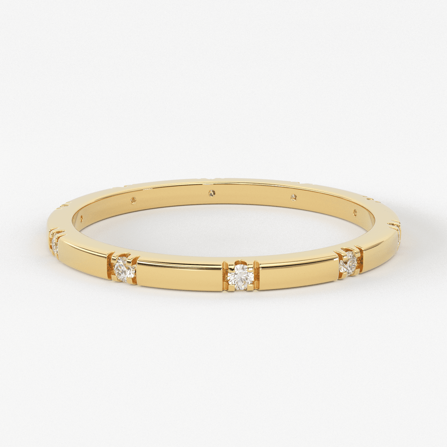Stacking Ring / 14k Gold Diamond Wedding Band / Diamond Ring / Eternity Band / Stackable Ring / Gold Ring / Thin Gold Ring / Bridal Jewelry