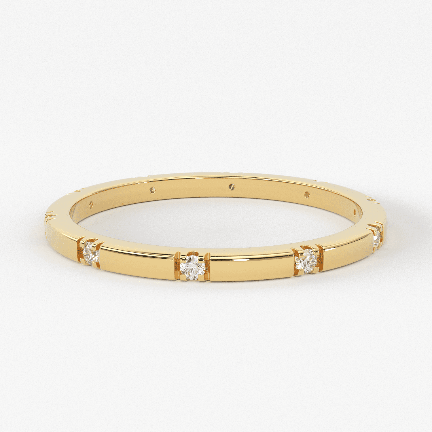 Stacking Ring / 14k Gold Diamond Wedding Band / Diamond Ring / Eternity Band / Stackable Ring / Gold Ring / Thin Gold Ring / Bridal Jewelry