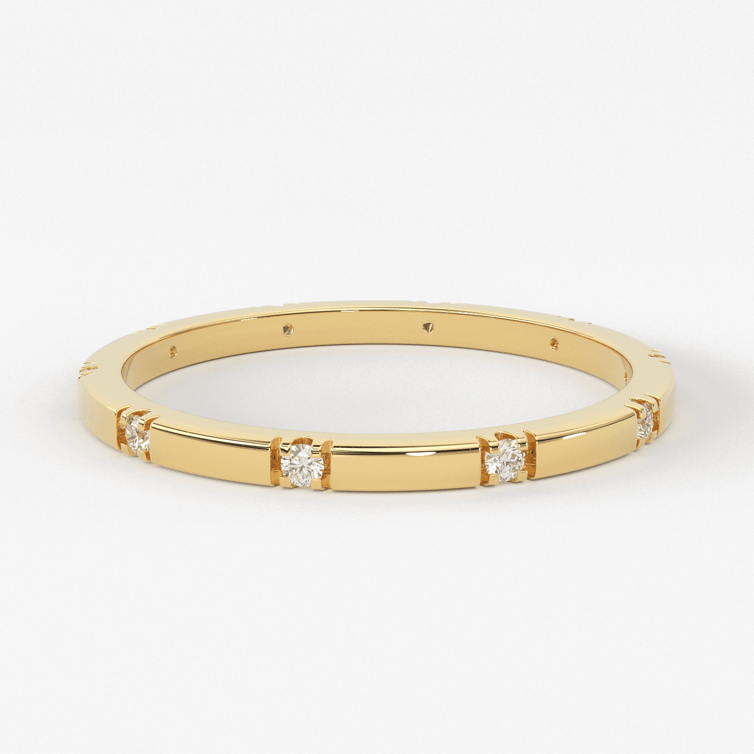 Stacking Ring / 14k Gold Diamond Wedding Band / Diamond Ring / Eternity Band / Stackable Ring / Gold Ring / Thin Gold Ring / Bridal Jewelry