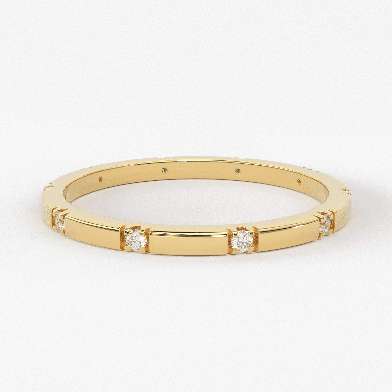 Stacking Ring / 14k Gold Diamond Wedding Band / Diamond Ring / Eternity Band / Stackable Ring / Gold Ring / Thin Gold Ring / Bridal Jewelry