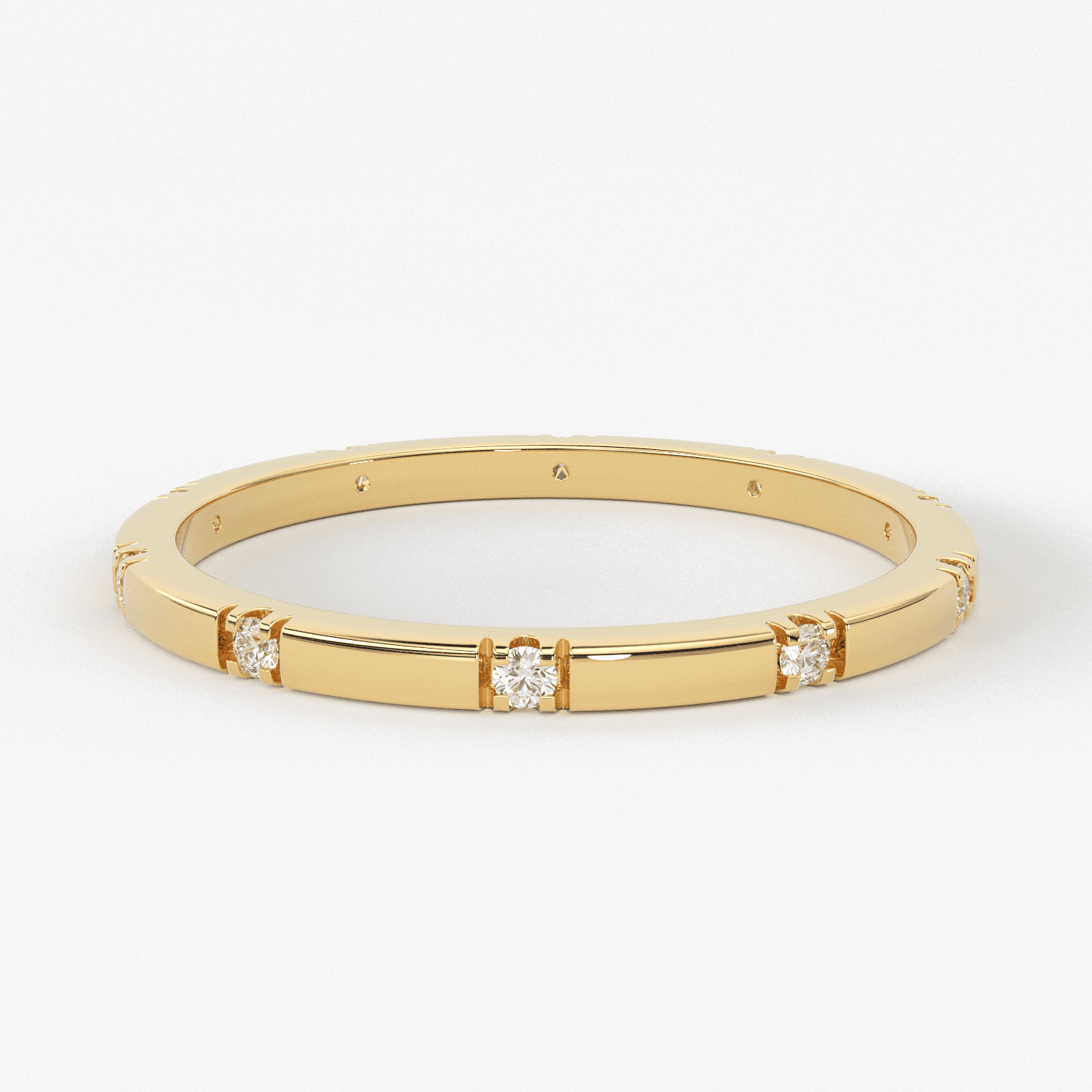 Stacking Ring / 14k Gold Diamond Wedding Band / Diamond Ring / Eternity Band / Stackable Ring / Gold Ring / Thin Gold Ring / Bridal Jewelry