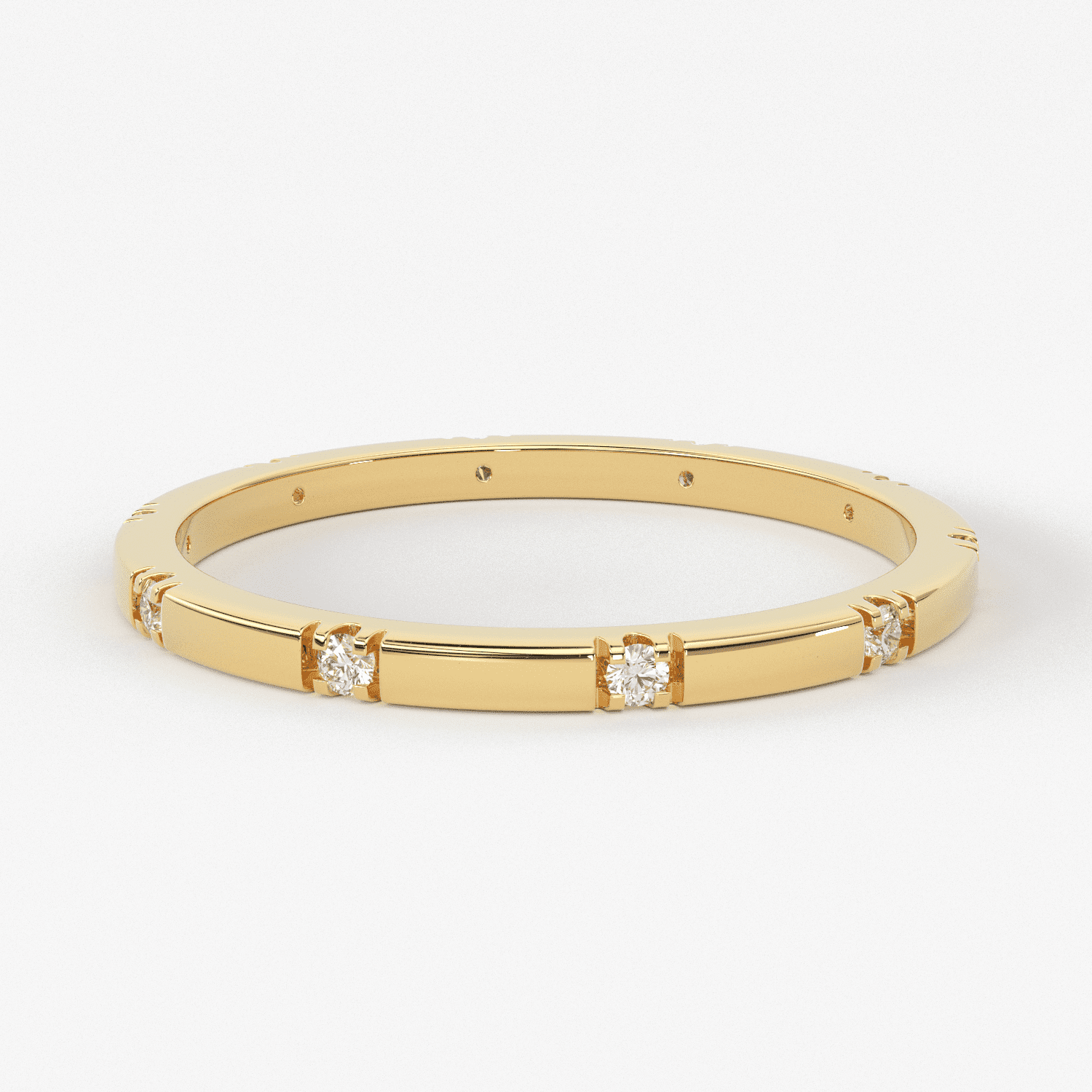 Stacking Ring / 14k Gold Diamond Wedding Band / Diamond Ring / Eternity Band / Stackable Ring / Gold Ring / Thin Gold Ring / Bridal Jewelry