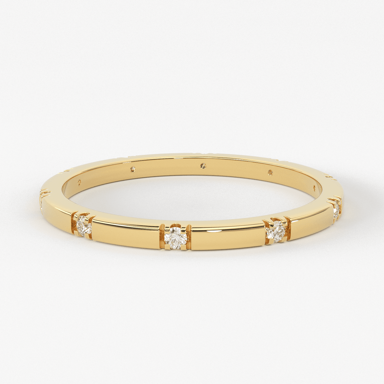 Stacking Ring / 14k Gold Diamond Wedding Band / Diamond Ring / Eternity Band / Stackable Ring / Gold Ring / Thin Gold Ring / Bridal Jewelry