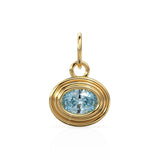 AAA Blue Aquamarine Charms 14k Yellow Solid Gold Bubble Bezel Charm Pendant Blue Oval Gemstone Bezel 18K Gold / Aquamarine Gemstone Pendant