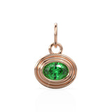 AAA Green Emerald Charms 14k Yellow Solid Gold Bubble Bezel Charm Pendant Green Oval Gemstone Bezel 18K Gold / Green Emerald Gold Necklace