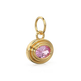 AAA Pink Tourmaline Charms 14k Yellow Solid Gold Bubble Bezel Charm Pendant Pink Oval Gemstone Bezel 18K Gold Jewelry Finding