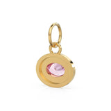 AAA Pink Tourmaline Charms 14k Yellow Solid Gold Bubble Bezel Charm Pendant Pink Oval Gemstone Bezel 18K Gold Jewelry Finding