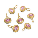 AAA Pink Tourmaline Charms 14k Yellow Solid Gold Bubble Bezel Charm Pendant Pink Oval Gemstone Bezel 18K Gold Jewelry Finding