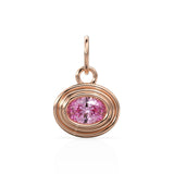 AAA Pink Tourmaline Charms 14k Yellow Solid Gold Bubble Bezel Charm Pendant Pink Oval Gemstone Bezel 18K Gold Jewelry Finding