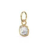 AAA White Quartz Rock Crystal Charms 14k Yellow Solid Gold Charm Pendant White Cushion Gemstone Bezel 18K Gold Jewelry Finding