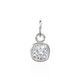 AAA White Quartz Rock Crystal Charms 14k Yellow Solid Gold Charm Pendant White Cushion Gemstone Bezel 18K Gold Jewelry Finding