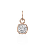 AAA White Quartz Rock Crystal Charms 14k Yellow Solid Gold Charm Pendant White Cushion Gemstone Bezel 18K Gold Jewelry Finding