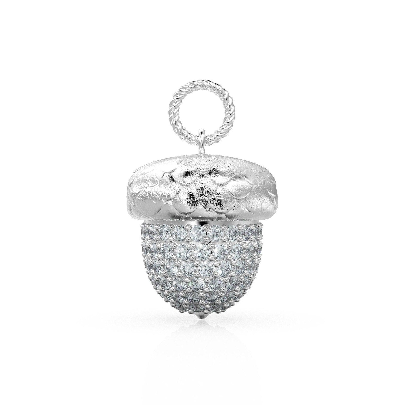 Acorn Solid Gold 18k Diamond Pendant, Luxury Designer Gold Jewelry Gold Gemstone Charm Solid Gold Pendant Gift for her
