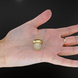Acorn Solid Gold 18k Diamond Pendant, Luxury Designer Gold Jewelry Gold Gemstone Charm Solid Gold Pendant Gift for her