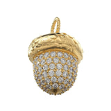 Acorn Solid Gold 18k Diamond Pendant, Luxury Designer Gold Jewelry Gold Gemstone Charm Solid Gold Pendant Gift for her