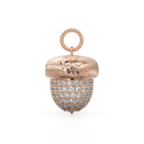 Acorn Solid Gold 18k Diamond Pendant, Luxury Designer Gold Jewelry Gold Gemstone Charm Solid Gold Pendant Gift for her