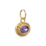 African Amethyst Charms 14k Yellow Solid Gold Bubble Bezel Charm Pendant Purple Oval Gemstone Bezel 18K Gold Jewelry Finding