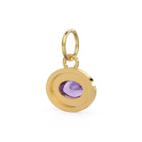 African Amethyst Charms 14k Yellow Solid Gold Bubble Bezel Charm Pendant Purple Oval Gemstone Bezel 18K Gold Jewelry Finding