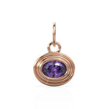 African Amethyst Charms 14k Yellow Solid Gold Bubble Bezel Charm Pendant Purple Oval Gemstone Bezel 18K Gold Jewelry Finding