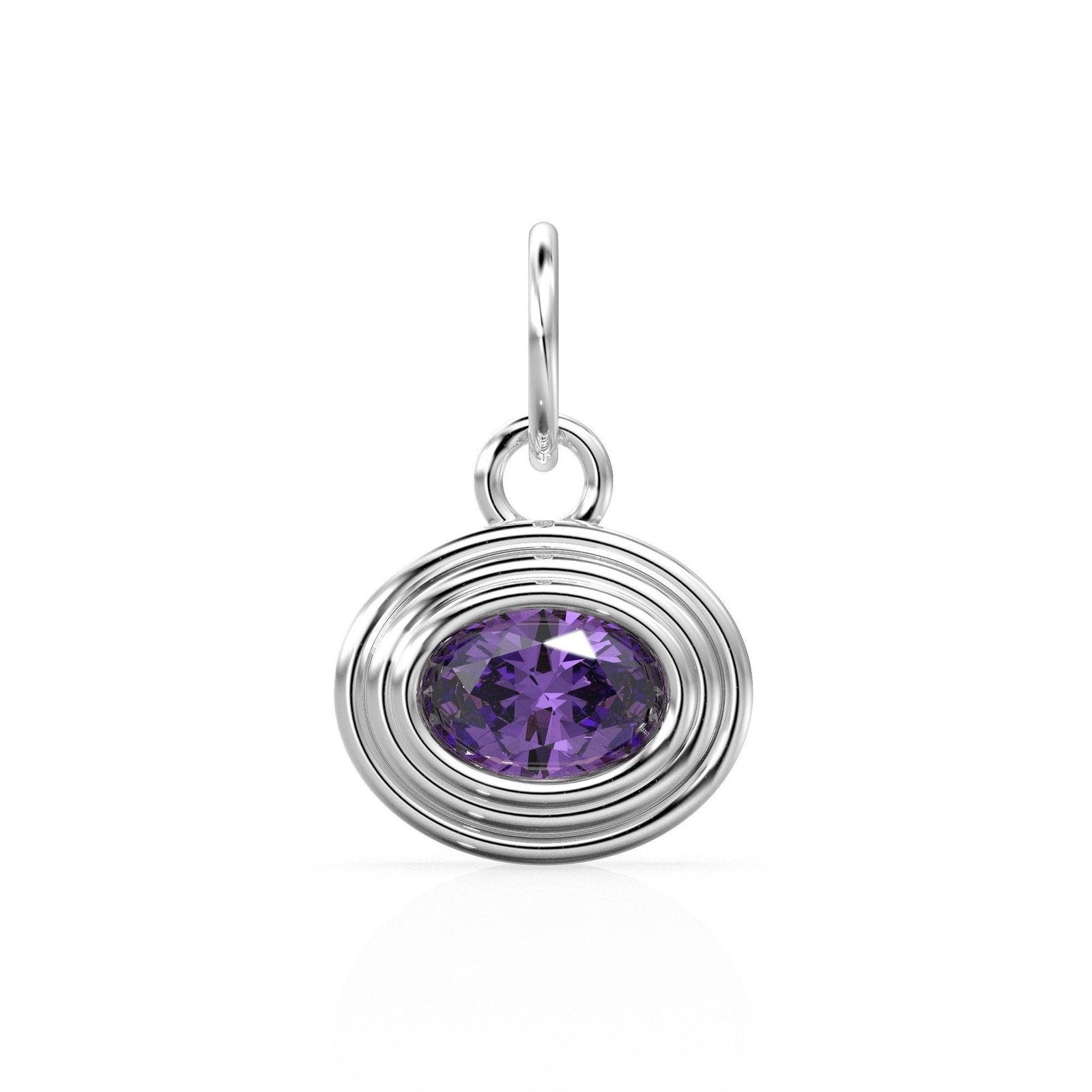 African Amethyst Charms 14k Yellow Solid Gold Bubble Bezel Charm Pendant Purple Oval Gemstone Bezel 18K Gold Jewelry Finding