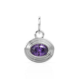 African Amethyst Charms 14k Yellow Solid Gold Bubble Bezel Charm Pendant Purple Oval Gemstone Bezel 18K Gold Jewelry Finding