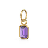 African Amethyst Emerald Cut Solid Gold Charm / Purple Gemstone Handmade Gold Pendant / 14k Solid Gold February Jewelry Making Finding