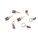 African Amethyst Emerald Cut Solid Gold Charm / Purple Gemstone Handmade Gold Pendant / 14k Solid Gold February Jewelry Making Finding