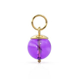 African Amethyst Round Ball Bead Solid Gold Charm / Purple Gemstone Handmade Gold Pendant / 1pc 14k Solid Yellow Gold Jewelry Making Finding