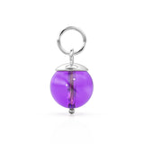 African Amethyst Round Ball Bead Solid Gold Charm / Purple Gemstone Handmade Gold Pendant / 1pc 14k Solid Yellow Gold Jewelry Making Finding