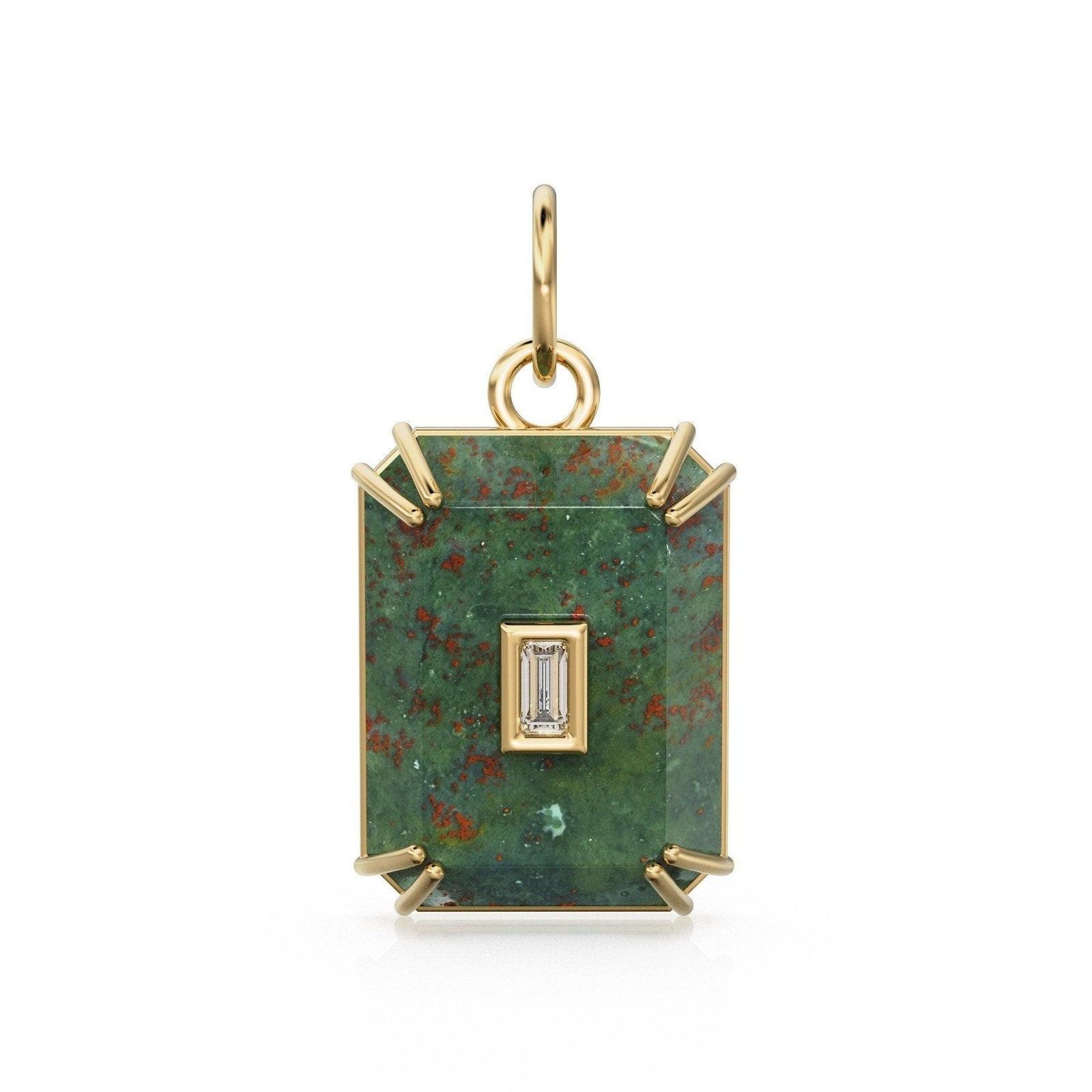 Antique 14k Gold and Carved Banded Bloodstone Signet Charms / 18k Gold Gemstone Shield Gemstone Pendant / Vintage Signet Gemstone Necklace