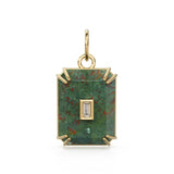 Antique 14k Gold and Carved Banded Bloodstone Signet Charms / 18k Gold Gemstone Shield Gemstone Pendant / Vintage Signet Gemstone Necklace