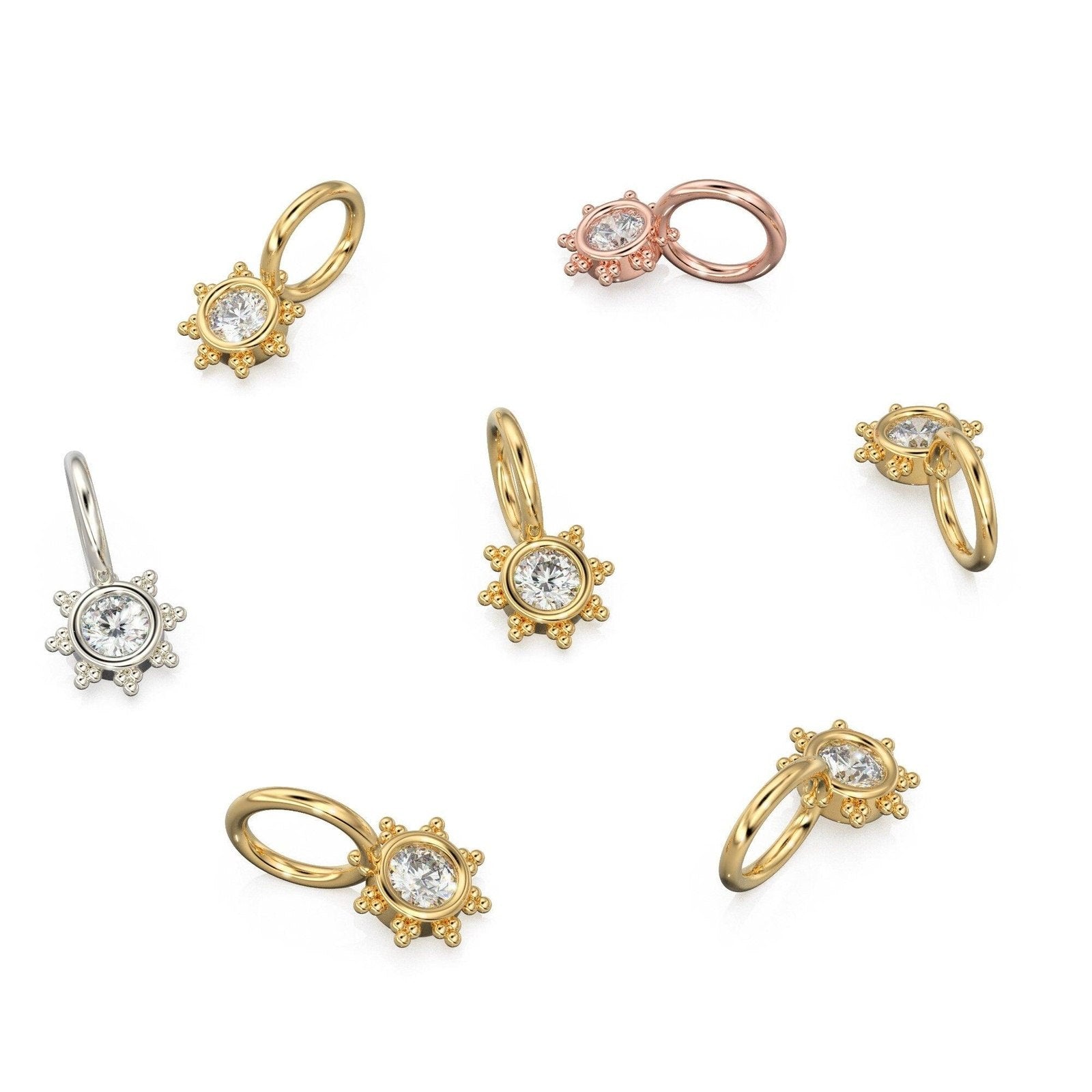 Antique Brilliant Diamond 18k Gold Charm Pendant / 14k 18k Solid Gold Pendant / Handmade Diamond Pendant / Natural Diamond Pendant Necklace