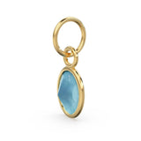 Aqua Blue Chalcedony Oval Solid Gold Charm / Natural Blue Gemstone Handmade 18k Gold Pendant / 1pc 14k Solid Gold Jewelry Making Findings