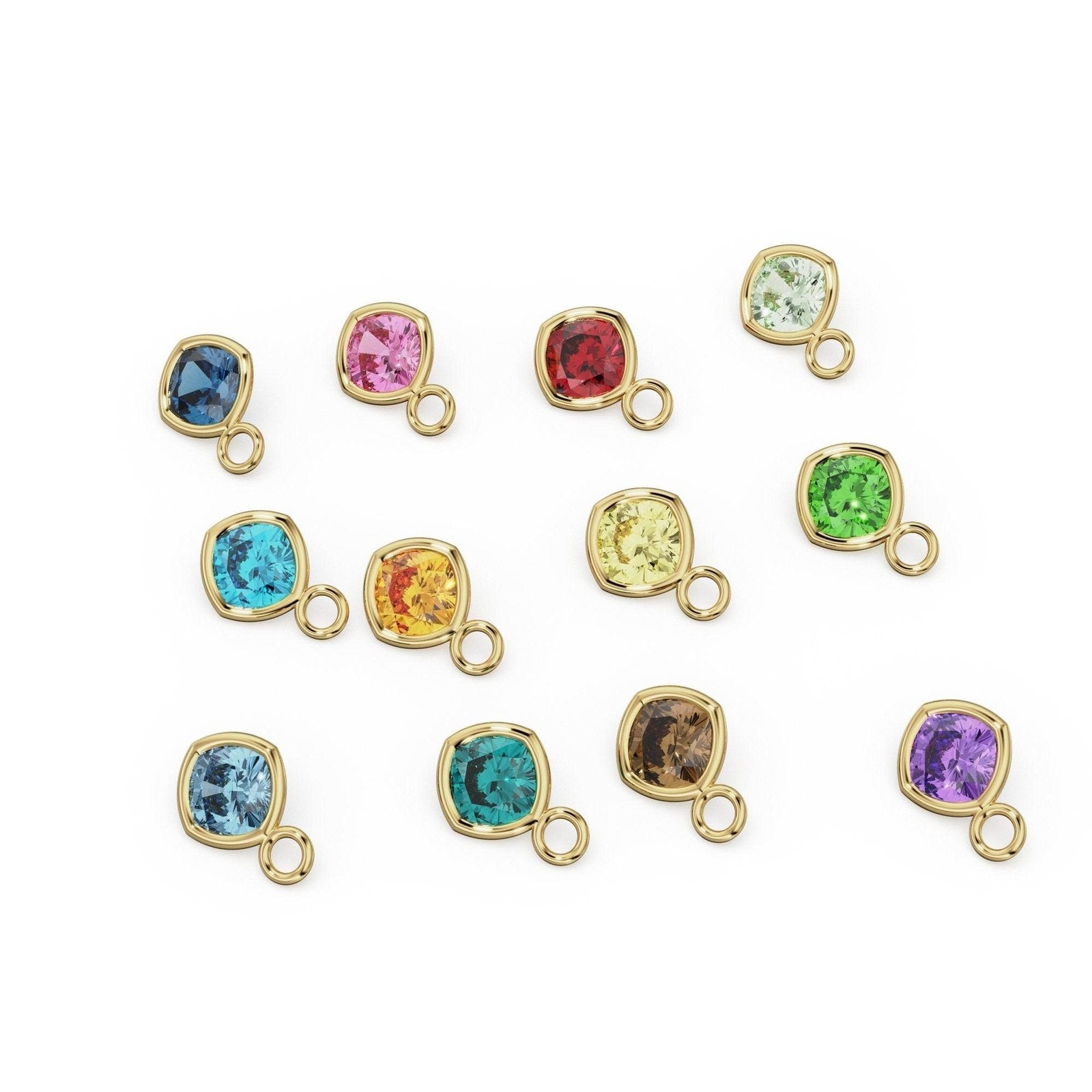 Aquamarine Solid Gold Charm / Blue Gemstone Handmade Pendant / 1pc 14k Solid Yellow Gold Jewelry Making / March BirthstoneSALE