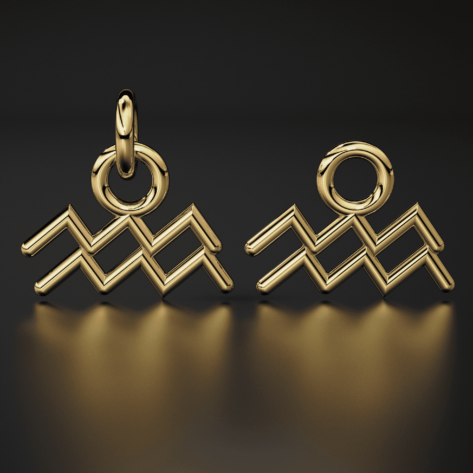 Aquarius Zodiac Necklace Star Sign Pendant Astrology Birthday Gift in Solid 14k or 18k Gold