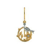 Bird Branch Drop Earrings / Diamond 14k Gold Earrings / Real Diamond Earrings / 14kt Solid Gold Earrings / 2 Earrings Pair - Jalvi & Co.