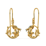 Bird Branch Drop Earrings / Diamond 14k Gold Earrings / Real Diamond Earrings / 14kt Solid Gold Earrings / 2 Earrings Pair - Jalvi & Co.