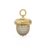 Acorn Solid Gold 18k Diamond Pendant, Luxury Designer Gold Jewelry Gold Gemstone Charm Solid Gold Pendant Gift for her