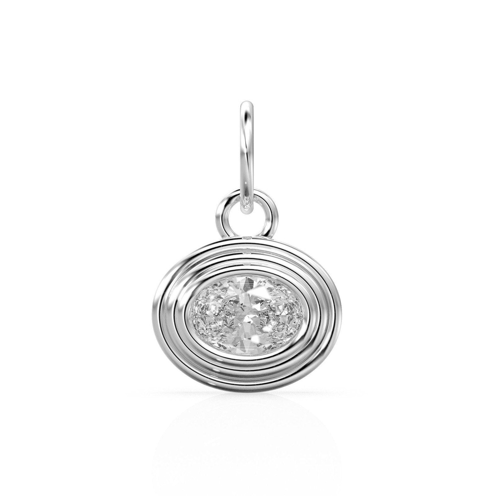 0.50 carat Natural Diamond Gold Pendant 14k Yellow Solid Gold Bubble Bezel Charm Pendant Brilliant Oval Diamond Bezel 18K Gold Jewelry Finding