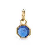 7mm 14k Yellow Solid Gold Blue Sapphire Charm Pendant Bezel Jewelry Finding