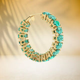 Natural Emerald Earrings / Hoop Earrings / 14k Gold Oval Emerald Huggie Hoop Earrings / Small Hoop Emerald Earrings / Oval Emerald Hoops - Jalvi & Co.