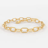 Paper Clip Bracelet / 14k Gold Paper Clip Link Bracelet 8 MM / Gold Link Chain Bracelet / Rectangle Link Staple Bracelet / Layering Bracelet - Jalvi & Co.